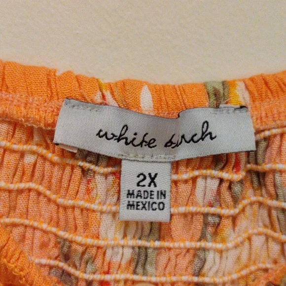 White Birch NWOT light tangerine floral dress size 2X - Picture 4 of 8